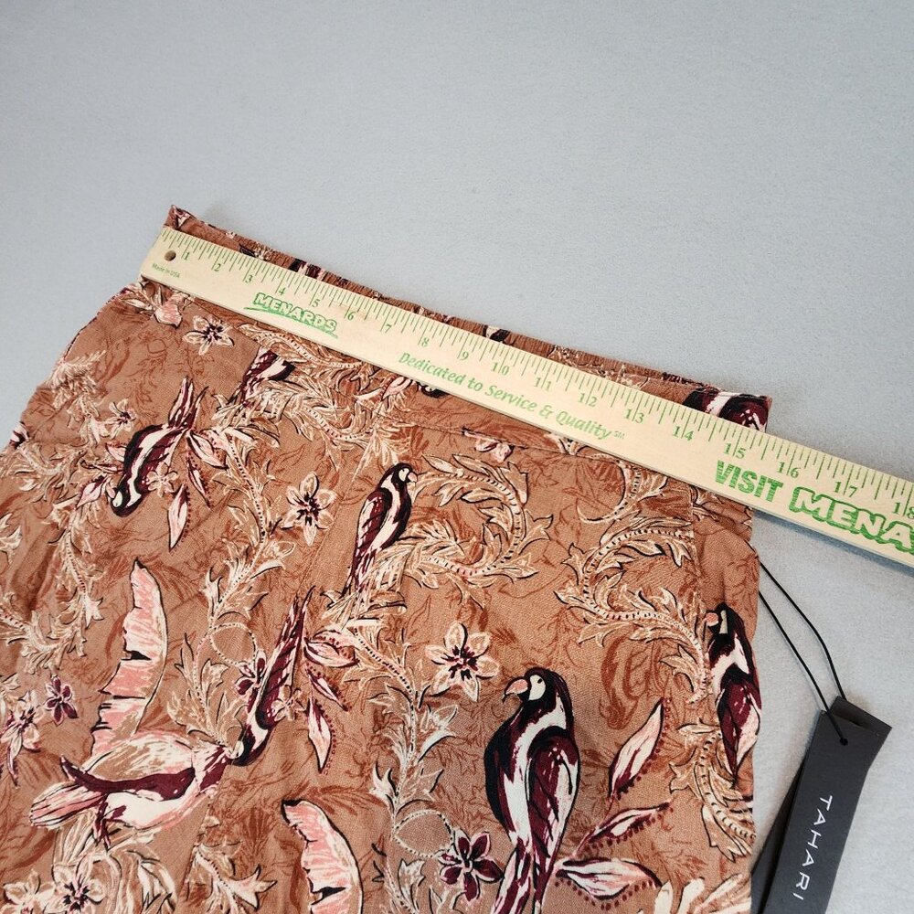 Tahari NEW 100% Linen Wide Leg Crop Pants‎ Breezy Boat Pant Paisley Print sz Lg - Picture 8 of 12